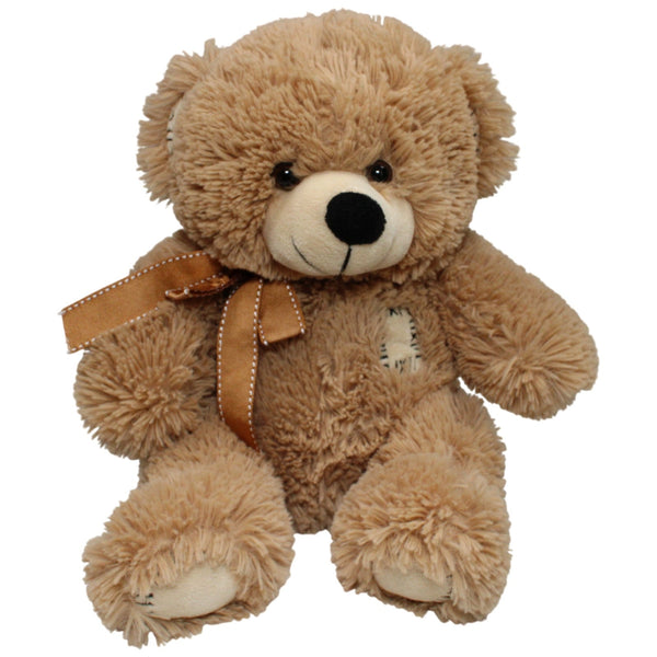 XL Teddy mit Schleife & Flicken, hellbraun
