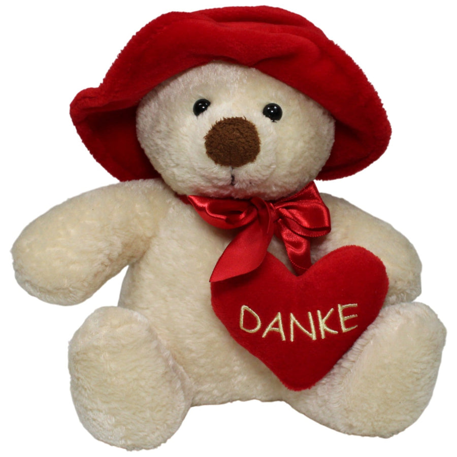 Teddybär mit rotem Hut und Herz "Danke"