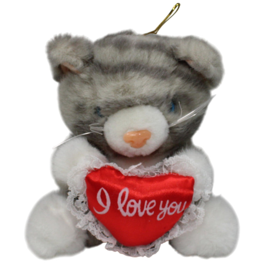 Süße graue Katze mit Herz "I love you"