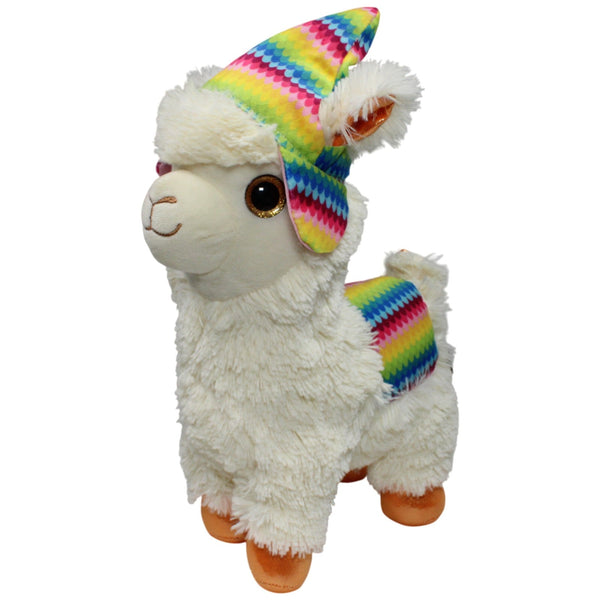 Flos Toys, großes Lama mit bunter Mütze & Sattel