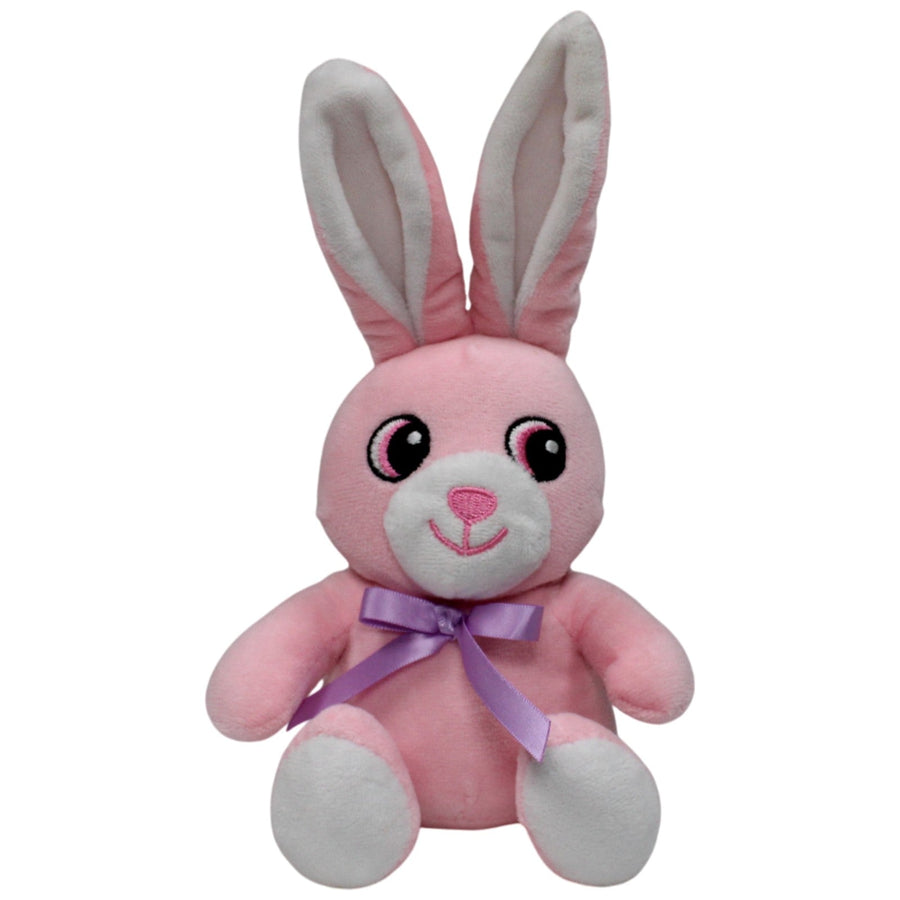 Süßes rosa Hase mit Schleife, sitzend