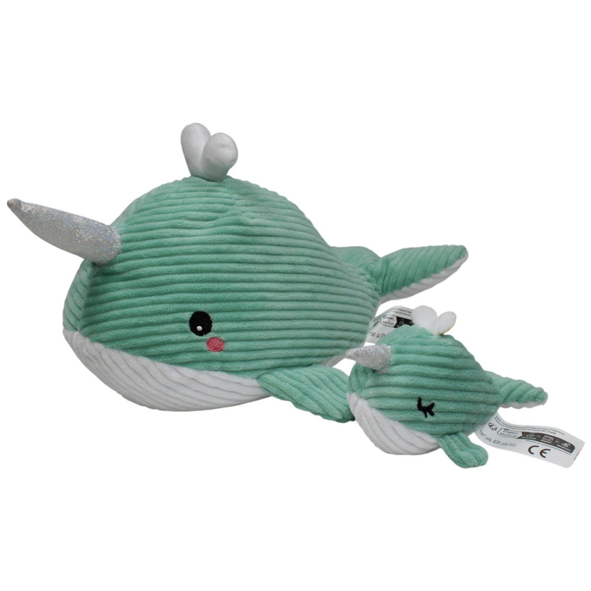 123000018195 Auchan Süße Narwal - Mama mit Baby in Cordoptik, minzgrün Kuscheltier Kumpel Leo 15cm 35cm ebay - 20 - stofftiere