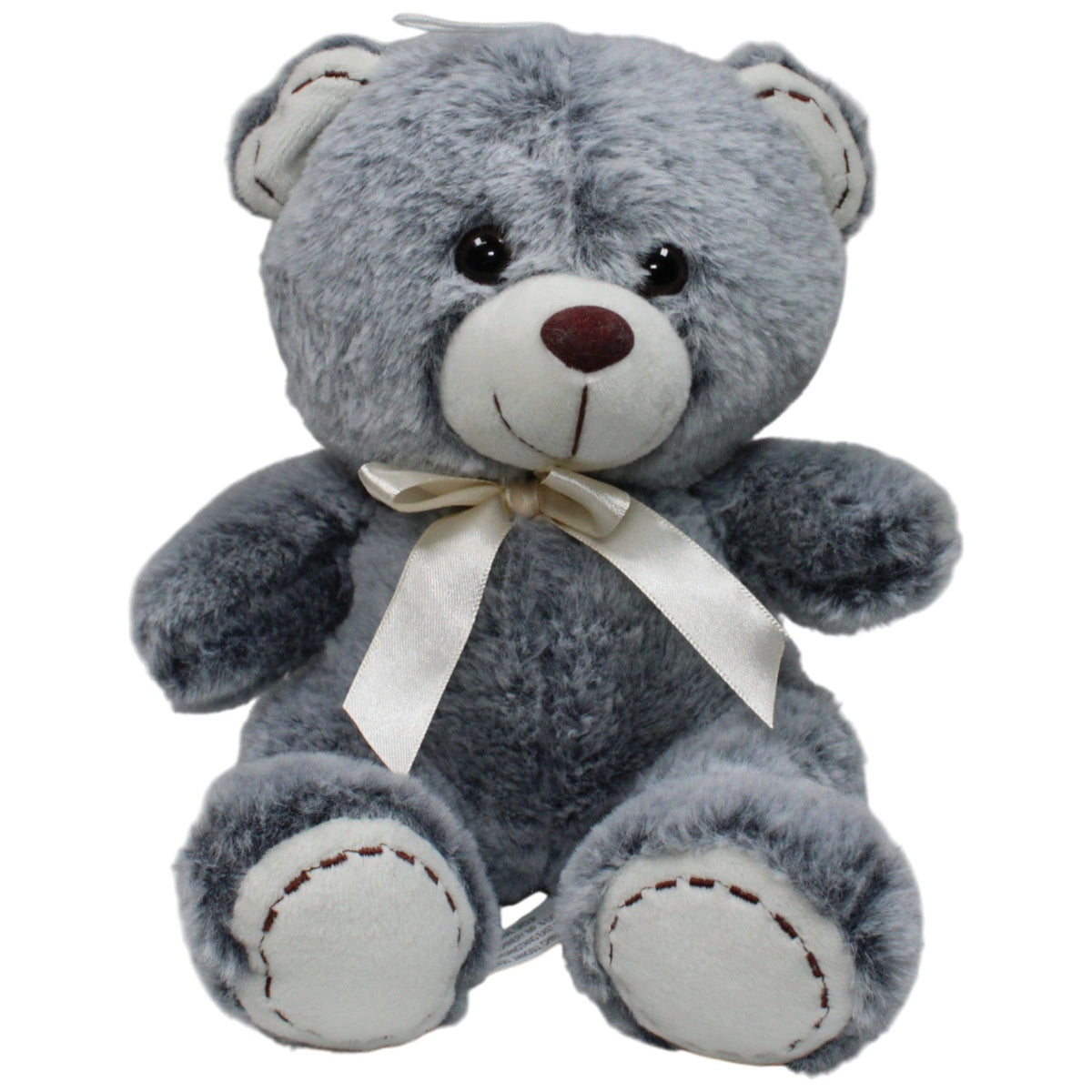 123000018199 SUN-DAY Grauer Teddybär mit Schleife, sitzend Kuscheltier Kumpel Leo 30cm Beige ebay-stofftiere