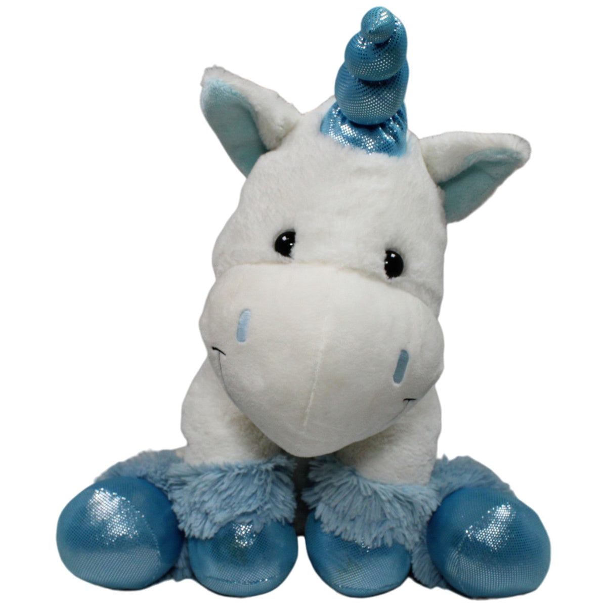123000018226 Tesco Stores Cuddle Me Friends, XL weißes Einhorn mit blauem Horn Kuscheltier Kumpel Leo 55cm Blau ebay-stofftiere