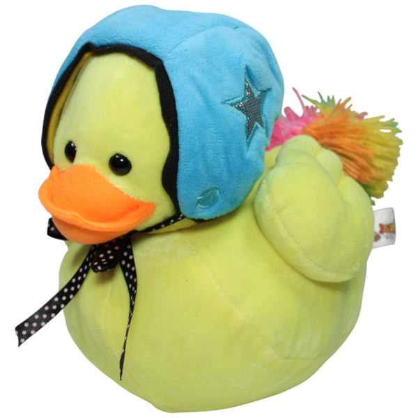 Badeente mit blauem Helm & buntem Schwanz, groß