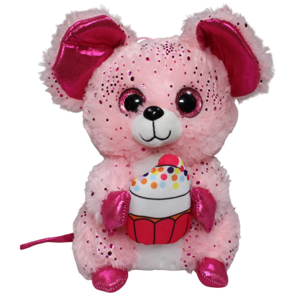 Flos Toys, rosa Glitzer-Maus mit Muffin