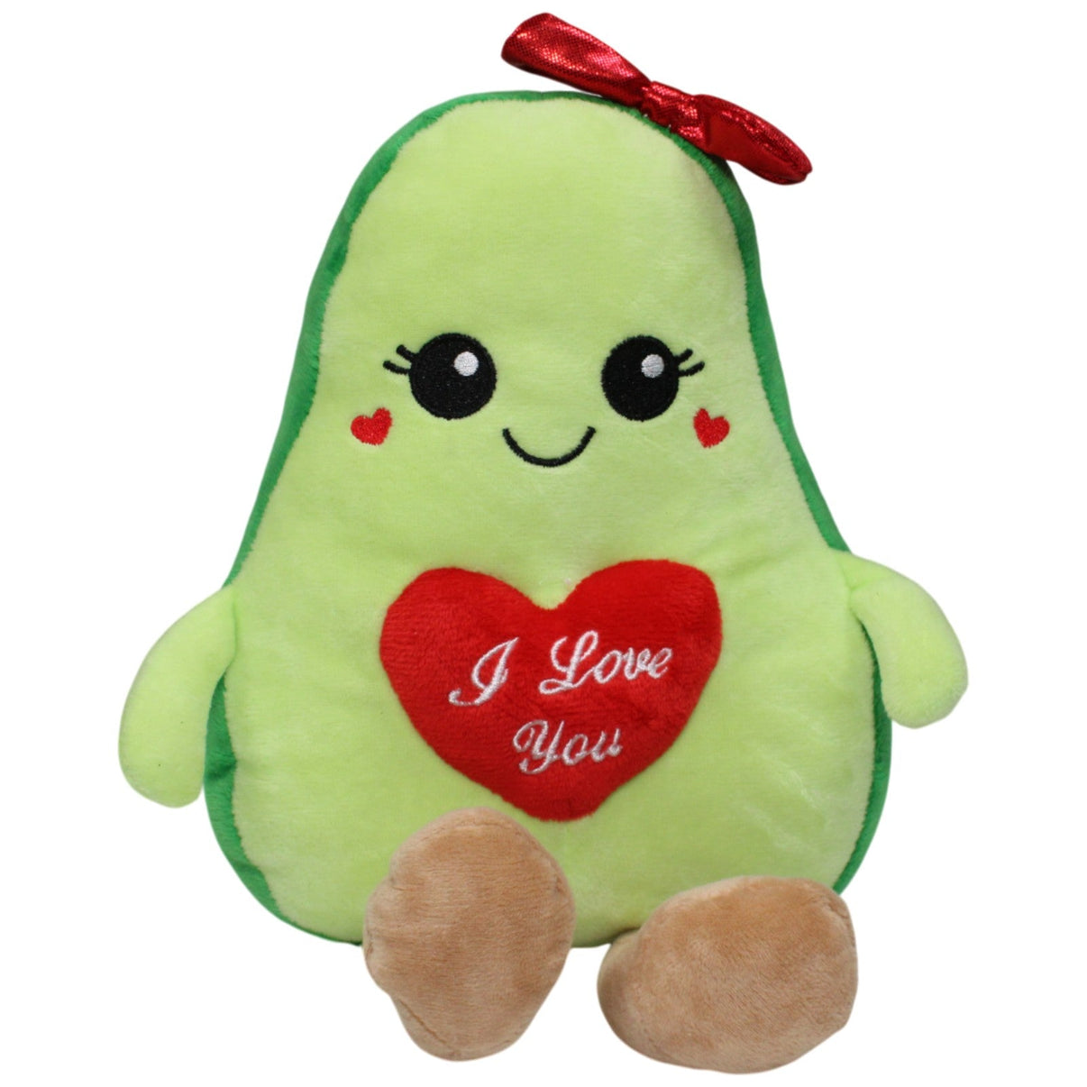 123000018484 TEDI Kuschelfreund, Avocado mit Schleife und Herz "I Love You" Plüschfigur Kumpel Leo 33cm _GREEN WEEK_ Beige