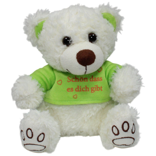 Süßer weicher Teddy mit grünem Shirt "Schön, dass es dich gibt!"