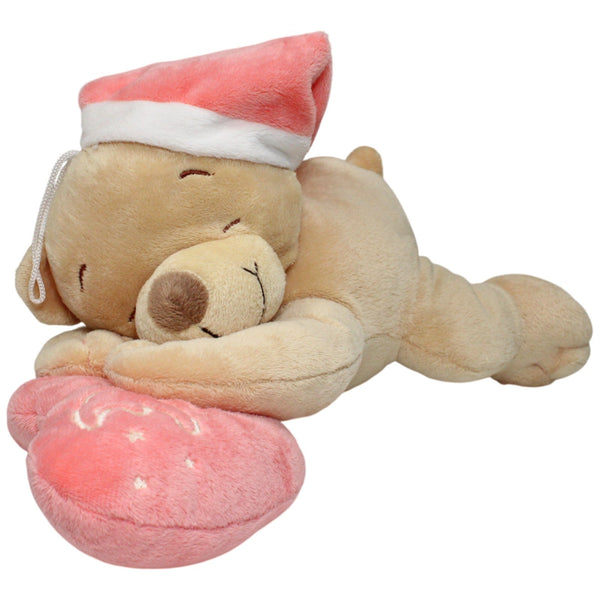 Großer schlafender Teddybär mit Herz-Kissen