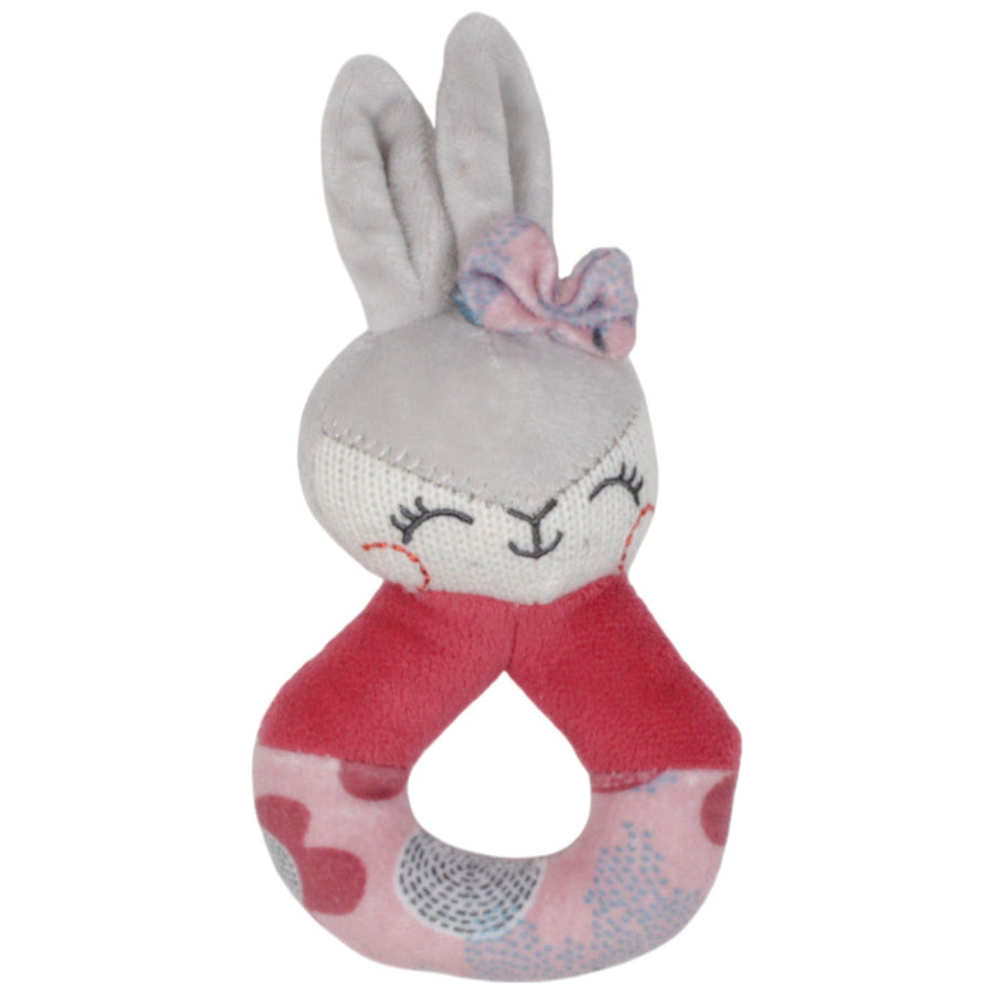 Grauer Hase mit Schleife, rot-rosa