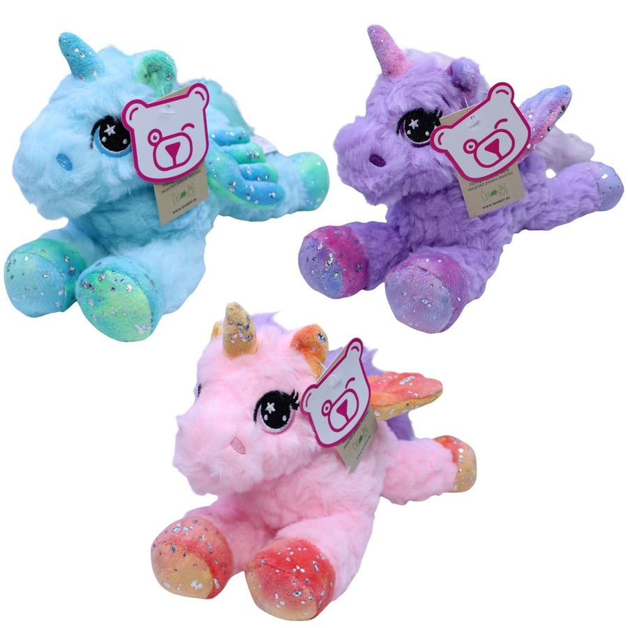 3er-Set Einhorn mit Flügel & Glitzer