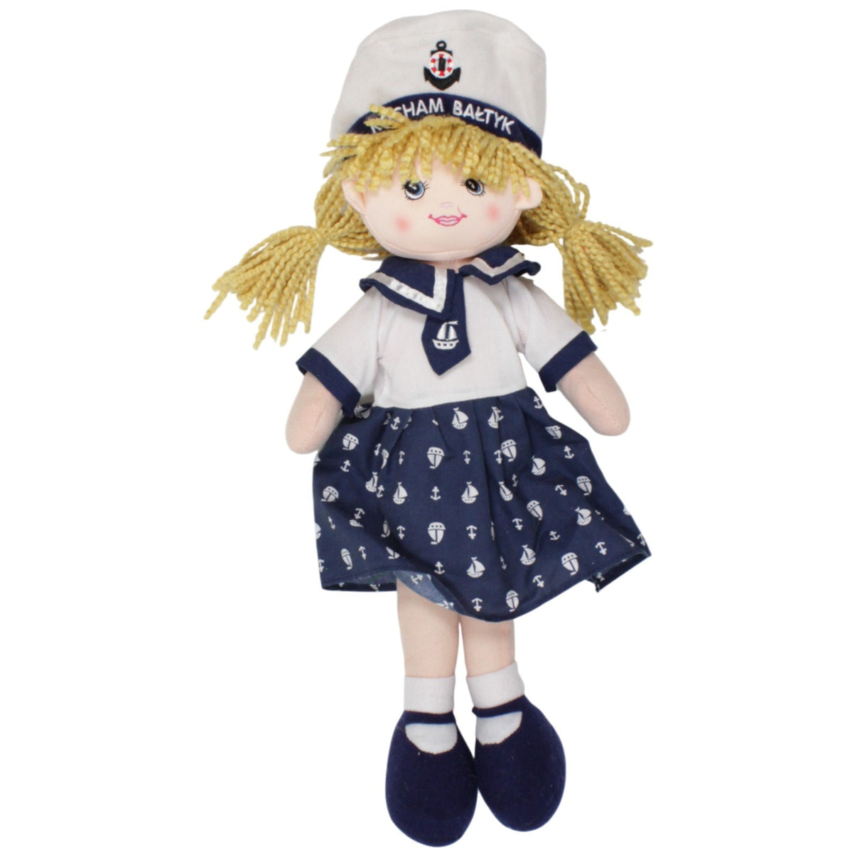 123000018892 Clown Polska Matrosen Mädchen "Kocham Bałtyk", XL Puppe Kumpel Leo 45cm Beige Blau