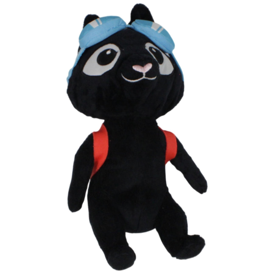 Schwarze Katze mit Brille und Rucksack, LATTJO