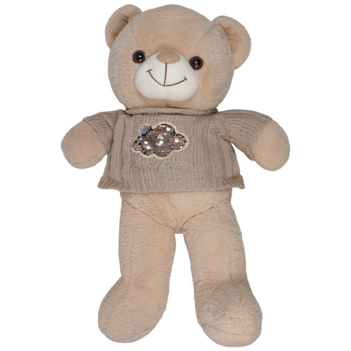 123000019153 Norimpex Süßer XL Teddybär mit Pullover, hellbraun Kuscheltier Kumpel Leo 58cm Beige Braun