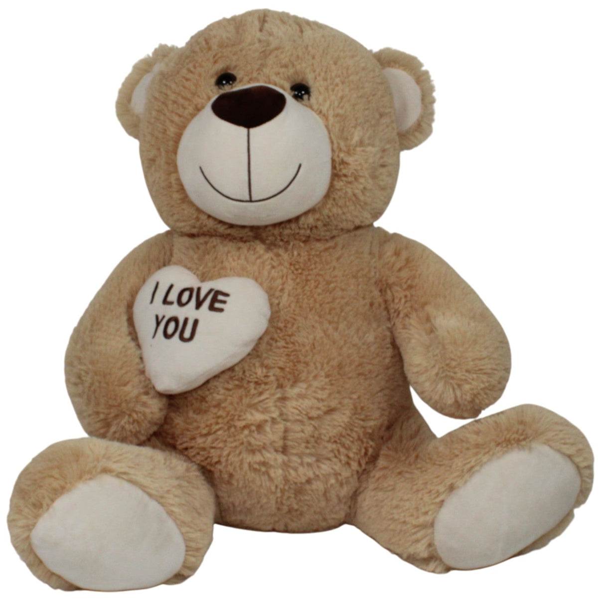 123000019197 TEDI Kuschelfreund XXL Teddybär mit Herz "I LOVE YOU", hellbraun Kuscheltier Kumpel Leo 75cm Beige Braun