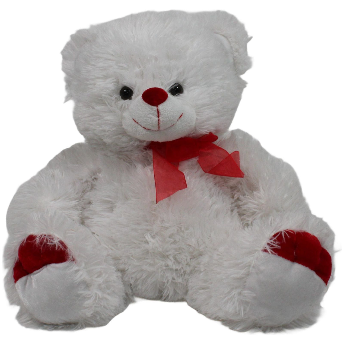 123000019227 Axiom Weißer zotteliger XL Teddybär mit roter Schleife Kuscheltier Kumpel Leo 50cm ebay - stofftiere Gebraucht