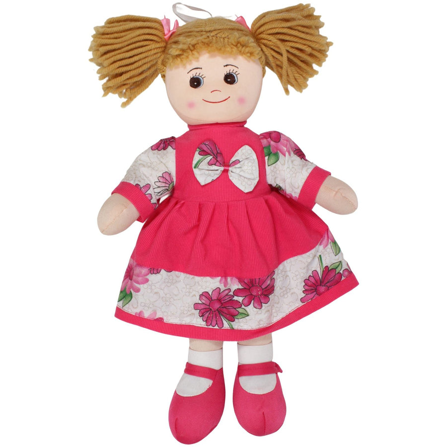 Blondes Mädchen mit pinkem Kleid, XL