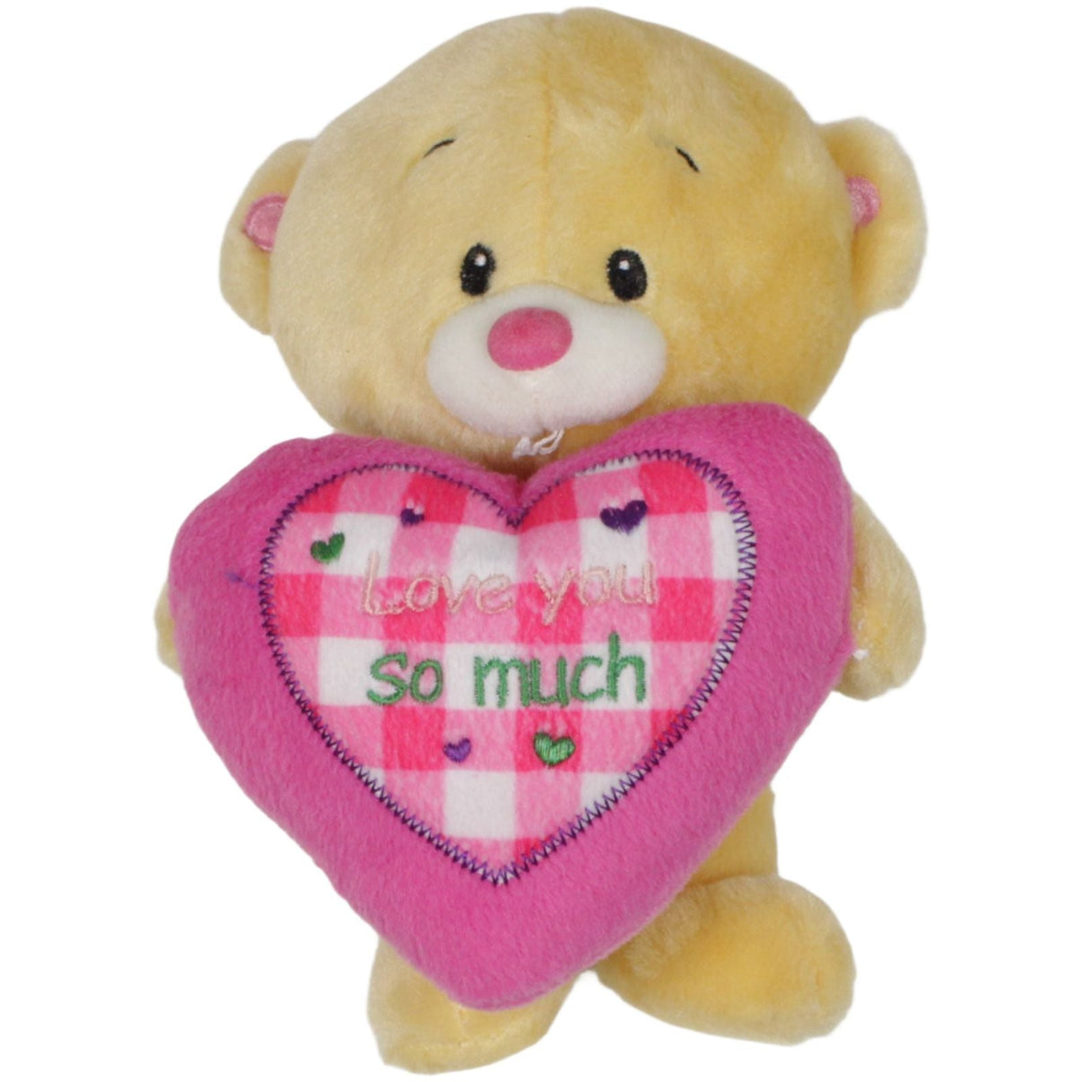 123000019488 TE - Importe Bär mit pinkem Herz "Love you so much" Kuscheltier Kumpel Leo 20cm Beige Bär