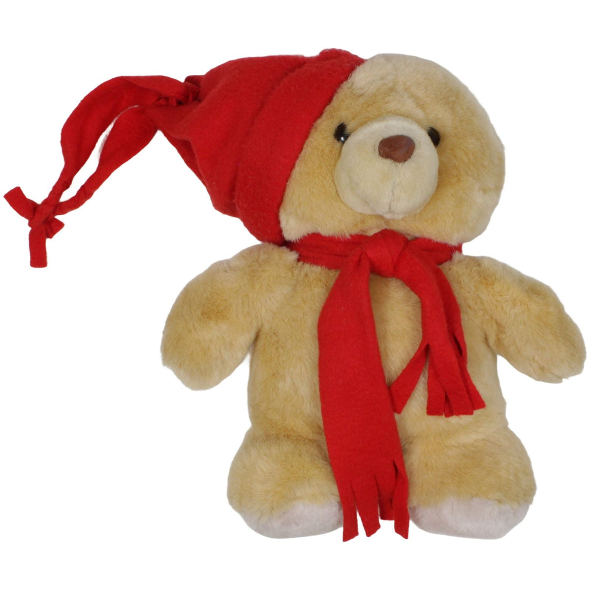 123000019499 Unbekannt Großer Teddy mit rotem Schal & Zipfelmütze Plüschfigur Kumpel Leo 33cm Beige ebay - stofftiere