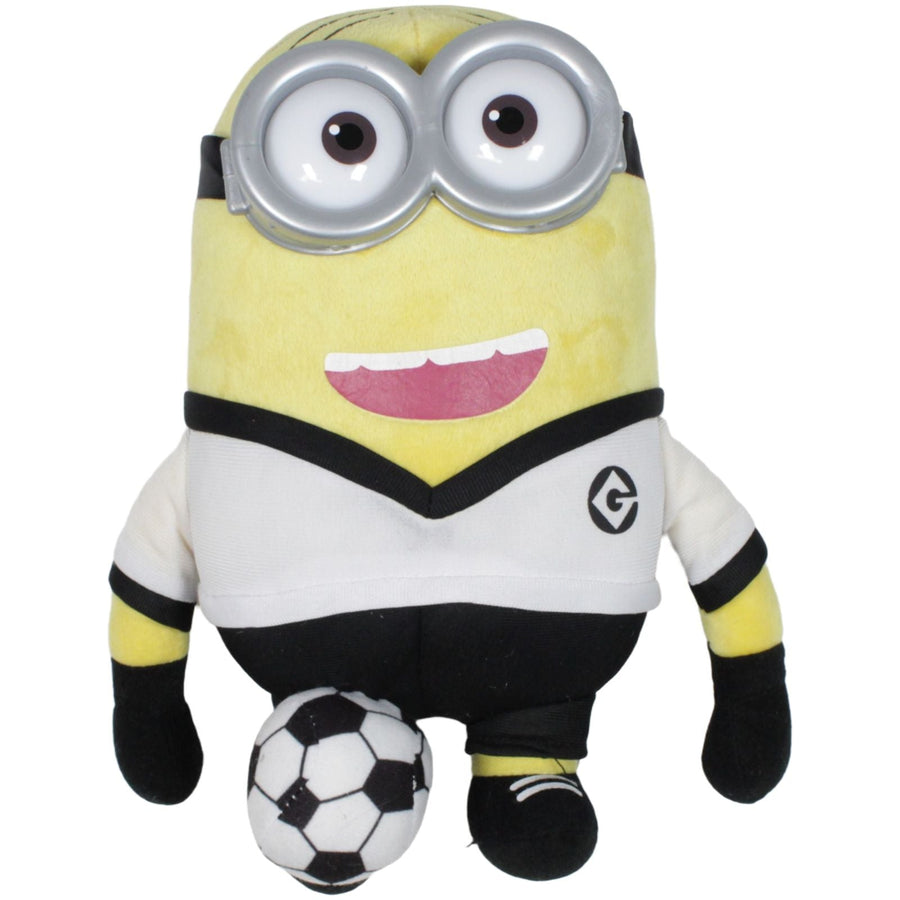 Minion mit zwei Plastikaugen als Fußballspieler, weiß