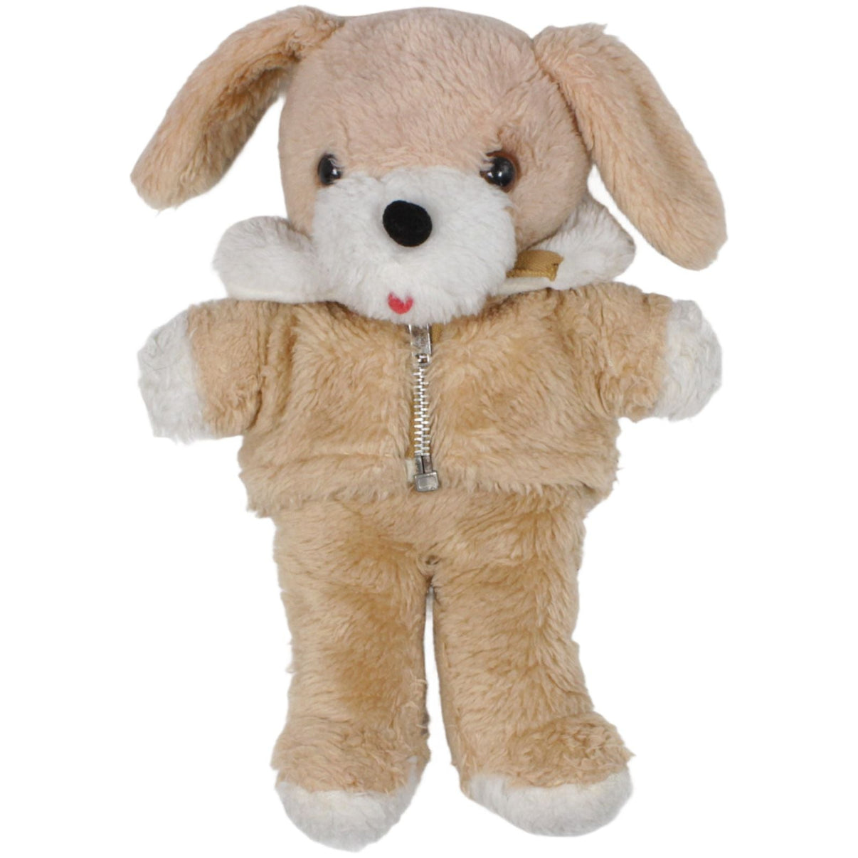 123000019750 Unbekannt Hund mit Jacke, beige Kuscheltier Kumpel Leo 32cm _Vintage_ Beige