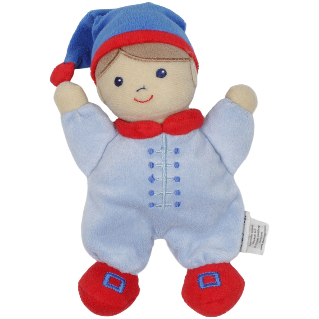 123000019976 Sterntaler Kasper mit blauer Kleidung und Mütze Spielfigur mit Rassel Kumpel Leo 19cm Beige Blau