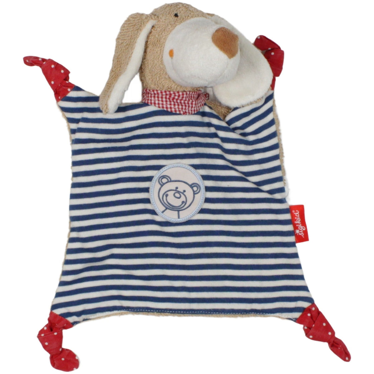 123000020189 Sigikid Hund, dunkelblau - gestreift Schmusetuch Kumpel Leo 25cm 30cm Beige