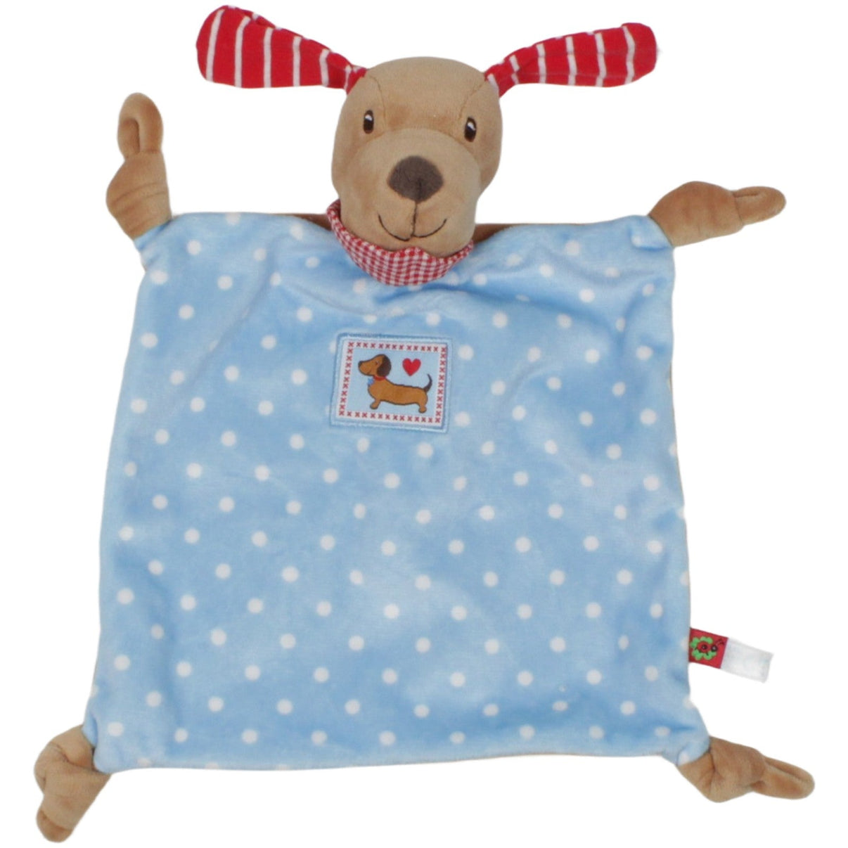123000020203 Die Spiegelburg Hund mit rot - gestreiften Ohren, blau Schmusetuch Kumpel Leo 25cm Blau Braun