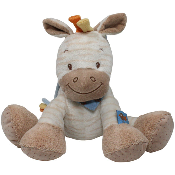Süßes Zebra mit bunter Mähne, weiß-beige