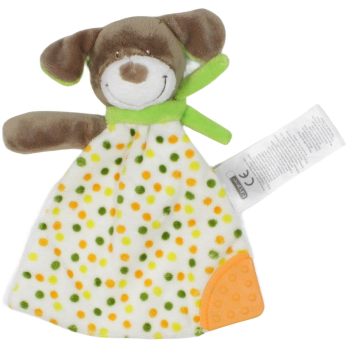 123000020276 Ergee (KiK) Hund mit Punkten Schmusetuch mit Beißring Kumpel Leo 18cm 23cm Braun