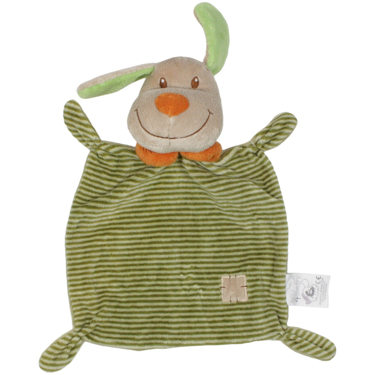 123000020388 Scherer4Baby Hund mit Streifen, grün Schmusetuch Kumpel Leo 26cm 27cm Braun