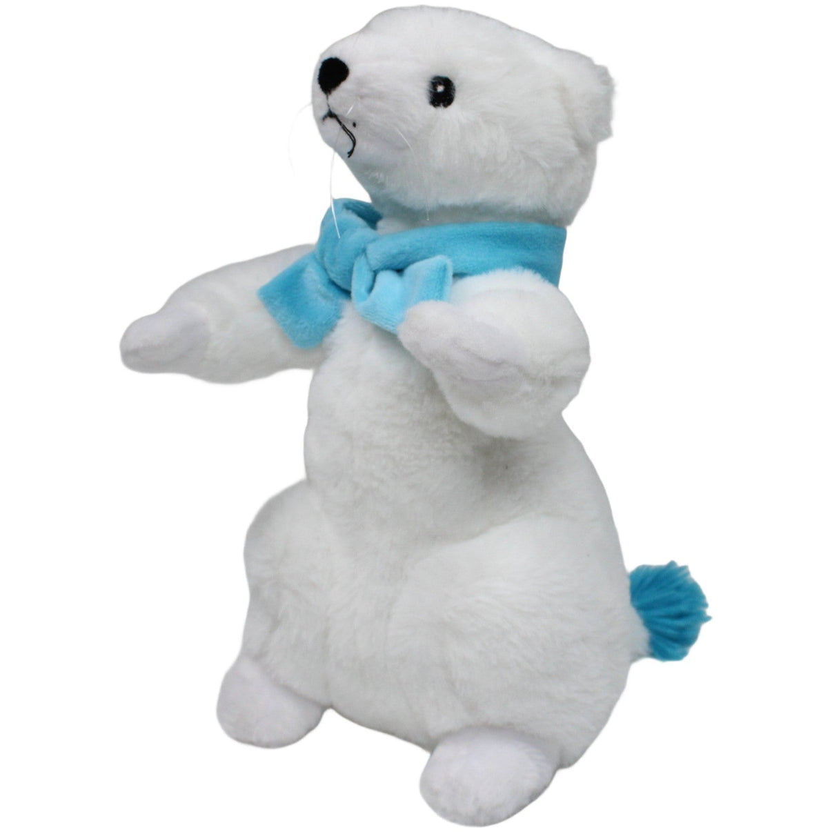 123000020405 Unbekannt Weißes Wiesel mit Schal, sitzend Kuscheltier Kumpel Leo 25cm ebay - stofftiere Gebraucht