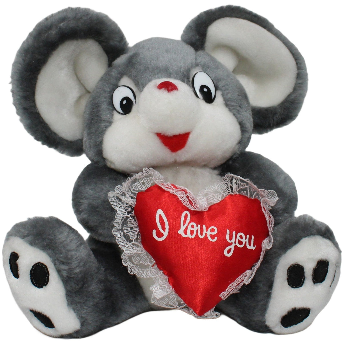 123000020418 Uni - Toys Maus mit Herz "I love you", sitzend Kuscheltier Kumpel Leo 20cm _Valentinstag ❤️_ _Vintage_