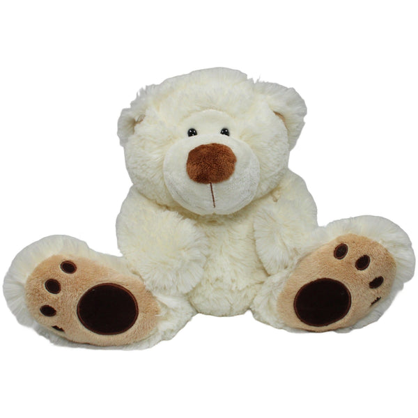 Weißer Teddybär mit großen Füßen