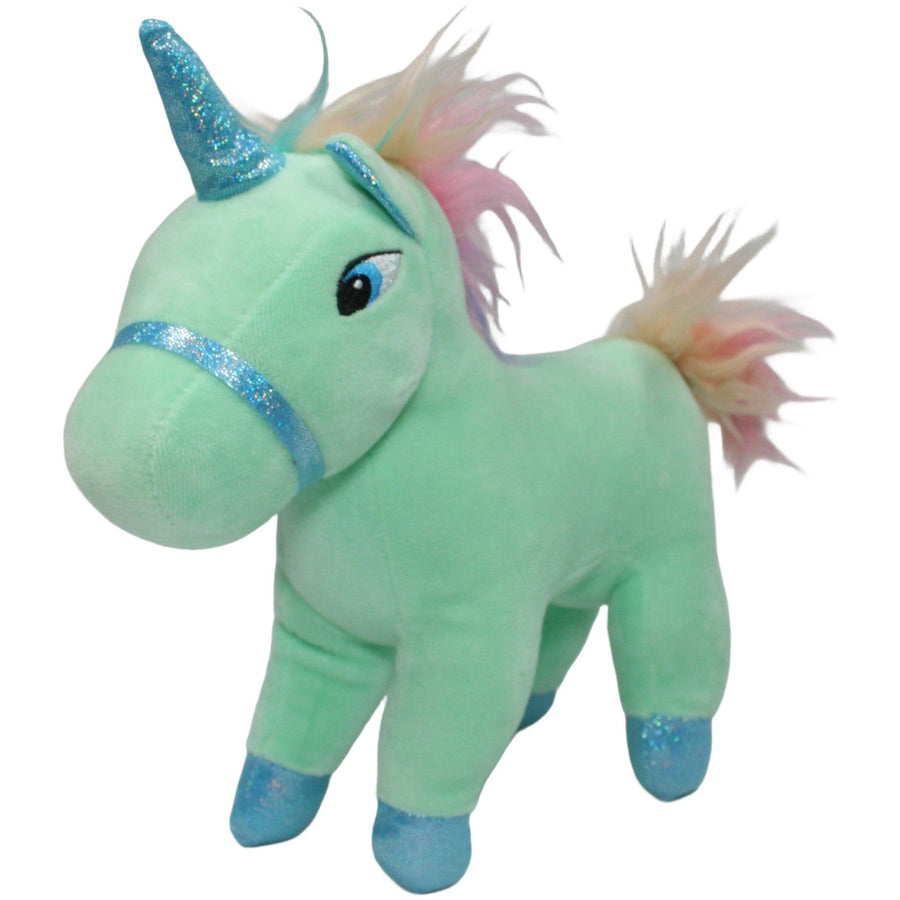 Hellgrünes Einhorn mit blauem Horn