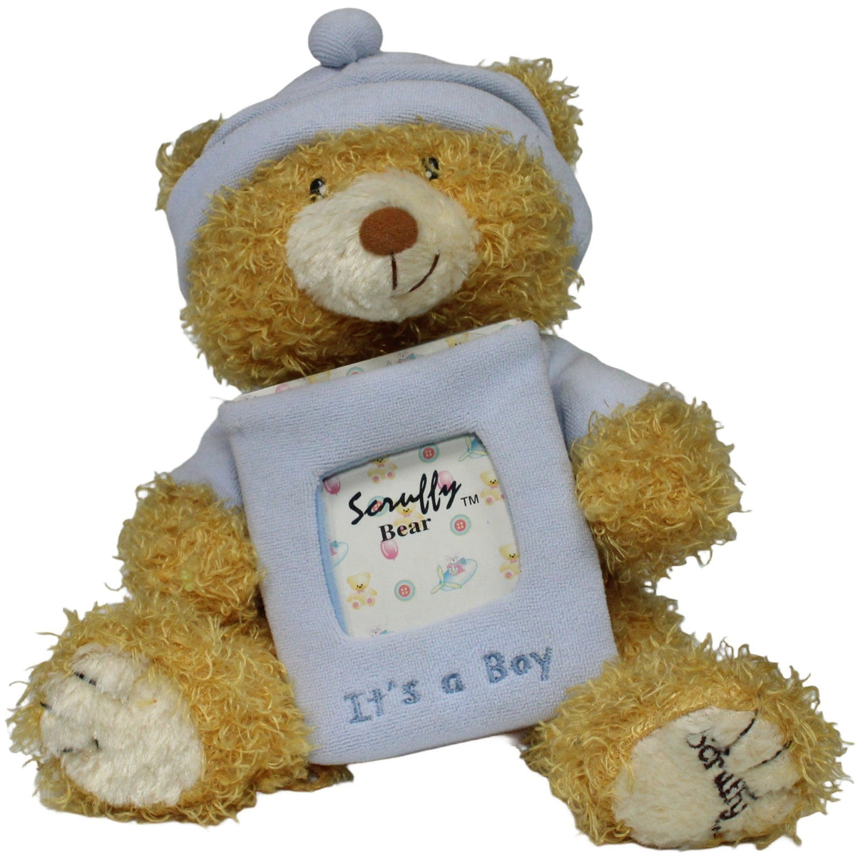 123000020475 Simon Elvin Teddybär mit Mütze & Shirt "It's a Boy" Bilderrahmen Kumpel Leo 25cm Bilderrahmen Blau