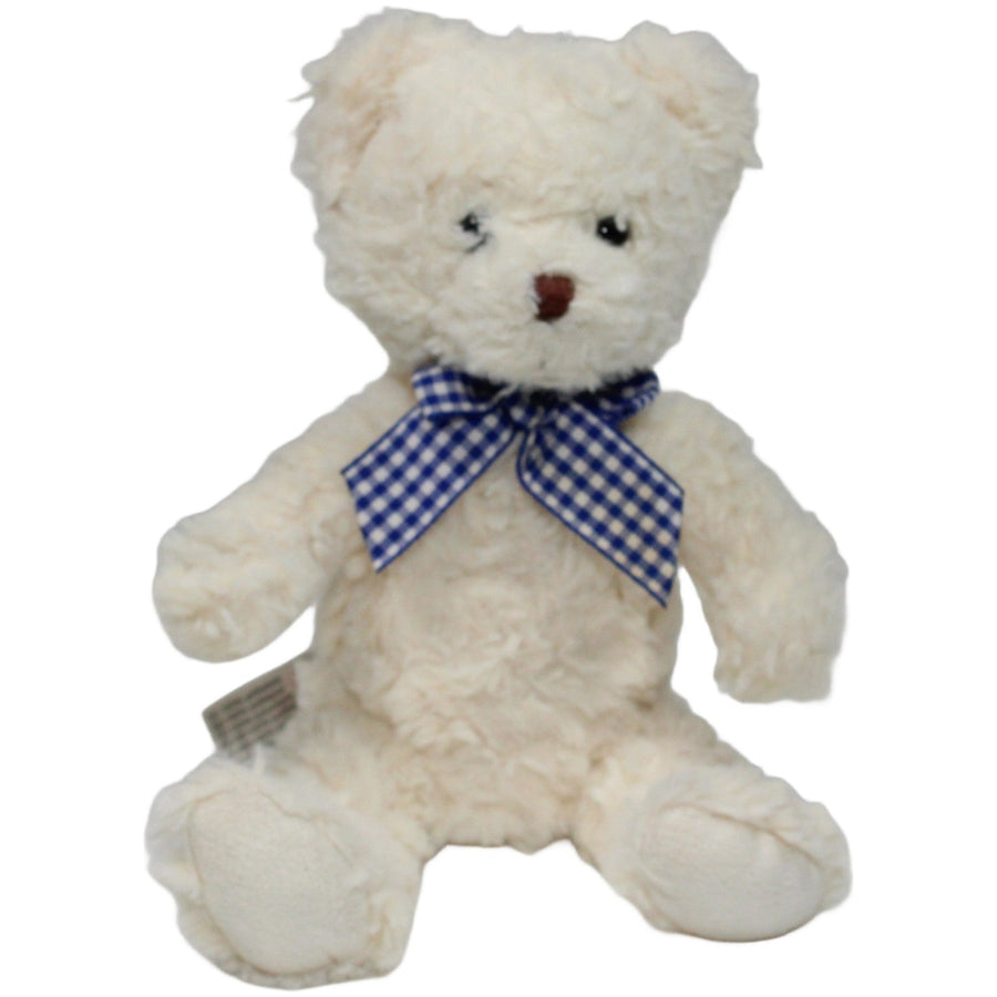 Weißer Teddy mit karierter Schleife