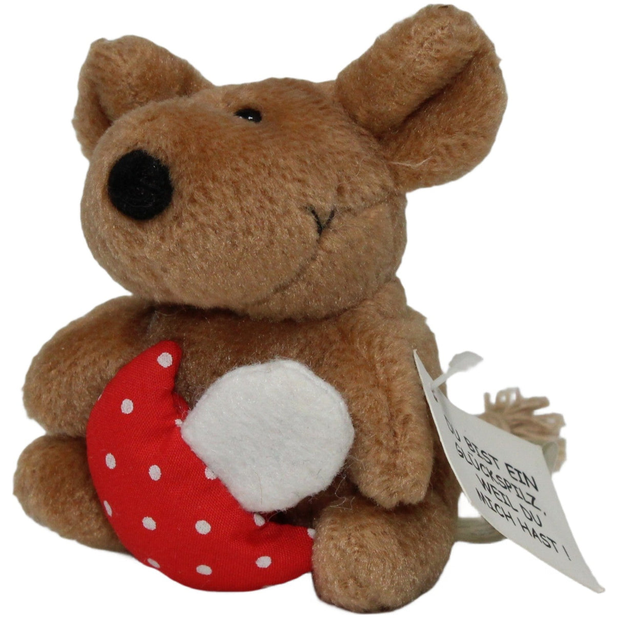 123000020607 IGEL Steinbeck, Braune Maus "Du bist ein Glückspilz, weil du mich hast!" Kuscheltier Kumpel Leo 9cm _Vintage_ Braun