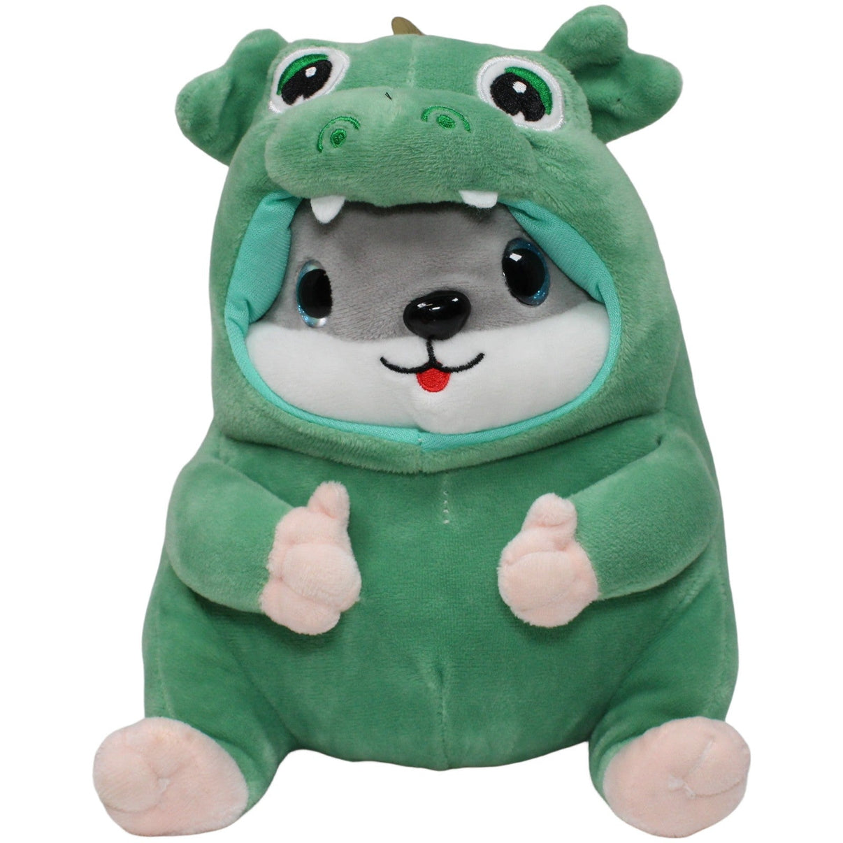 123000020628 FLOTI Flos Toys, süßer Hamster in grünem Dino Kostüm Kuscheltier Kumpel Leo 25cm Dinosaurier ebay - stofftiere