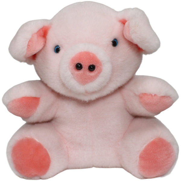 Süßes Schwein mit blauen Augen, sitzend