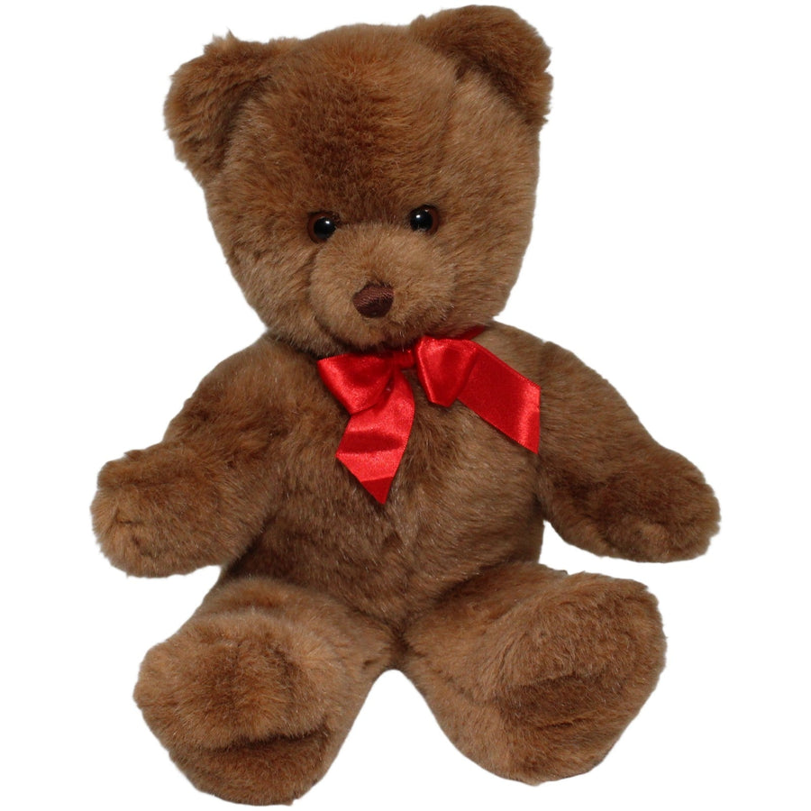 XL Teddybär mit roter Schleife, dunkelbraun