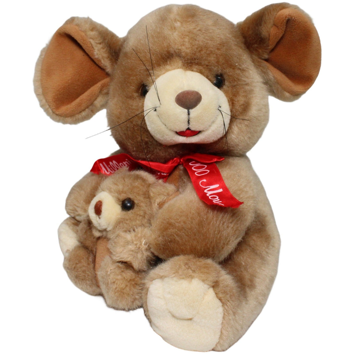 123000020792 MEGA Toys Millennium Maus mit Baby, sitzend Kuscheltier Kumpel Leo 2000 30cm _Vintage_