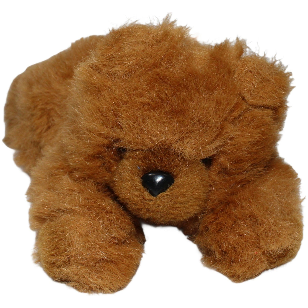 123000020823 Zimmermann Liegender zotteliger Teddybär, braun Kuscheltier Kumpel Leo 33cm _Vintage_ Braun