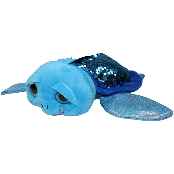 Blaue Schildkröte mit Glitzer-Augen und Pailetten