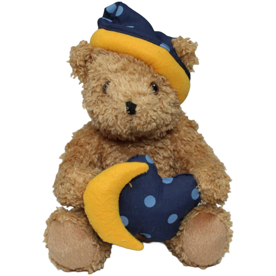 Teddybär mit Zipfelmütze und Kissen mit Mond