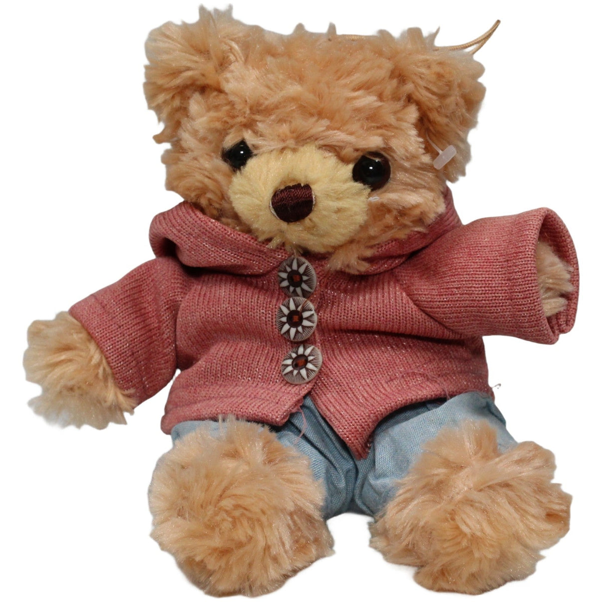 123000020839 MI FENG Teddy mit rosa Kapuzen - Jacke und Hose Kuscheltier Kumpel Leo 22cm Beige ebay - stofftiere