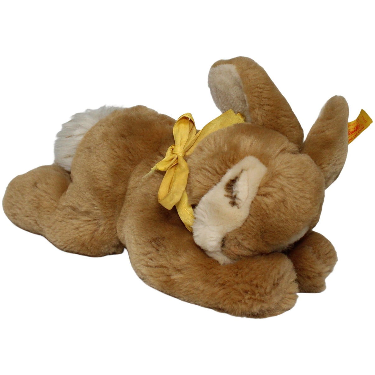 123000020922 Steiff Schlafender Hase mit gelber Schleife (082542) Kuscheltier Kumpel Leo 28cm Beige Braun