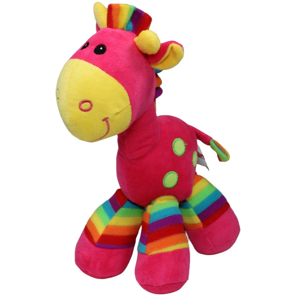 Pinke Giraffe mit bunten Beinen