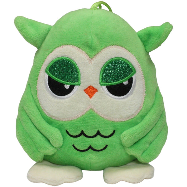Flos Toys, grüne Eule mit Glitzer