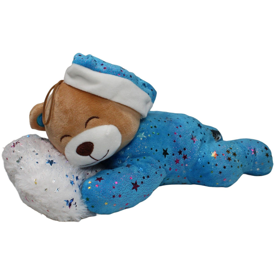 Flos Toys, blauer schlafender XL Teddy mit Glitzersternen